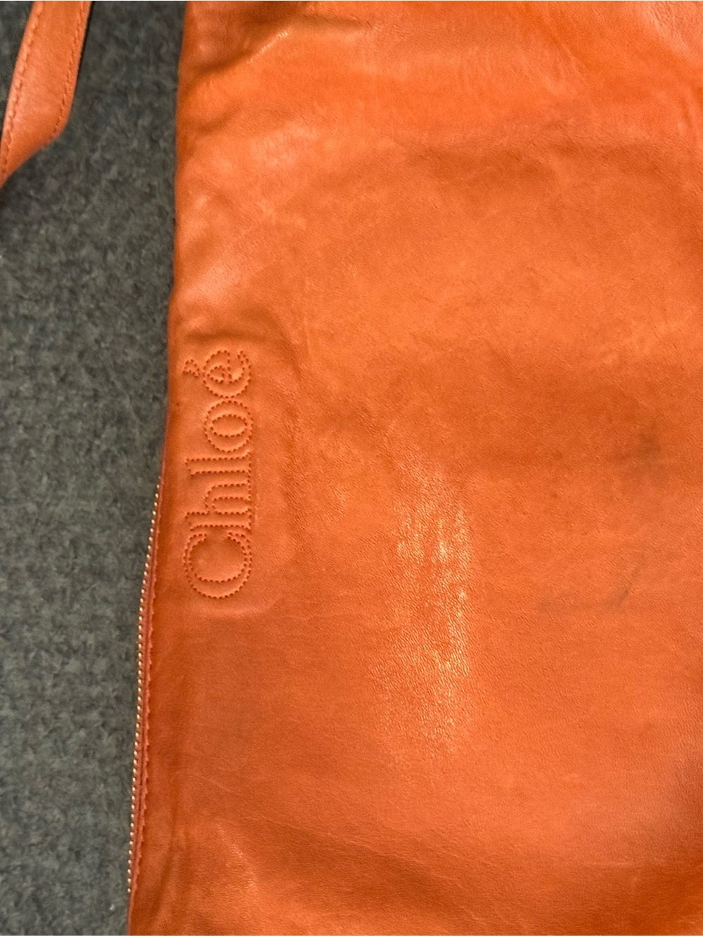 Chloe Leather Shoulder Bag - Orange